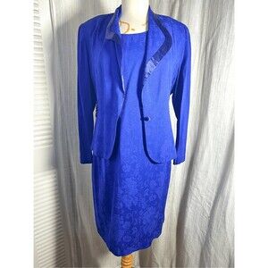 Miss Dorby Dress Suit Size 14 Women’s  Vintage 2 Piece Cerulean Blue Dress Suit